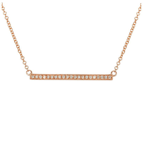 0.11 Ctw Diamond 14k Rose Gold Round Shape Womens Diamond Necklace