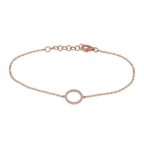 0.08 Ctw Diamond 14k Rose Gold Round Shape Womens Diamond Bracelet