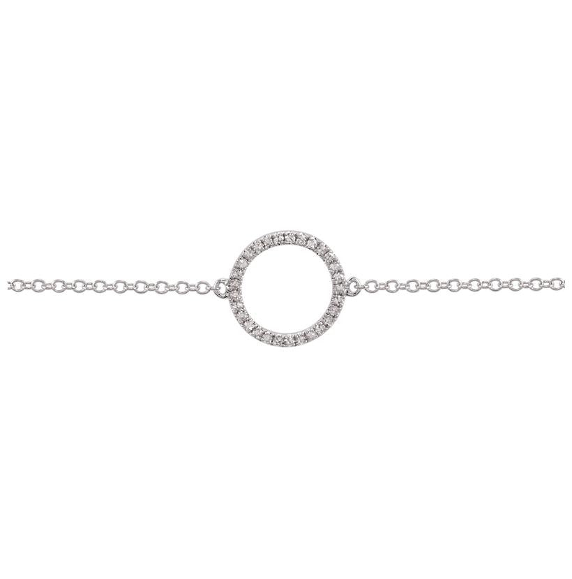 0.08 Ctw Diamond 14k White Gold Round Shape Womens Diamond Bracelet