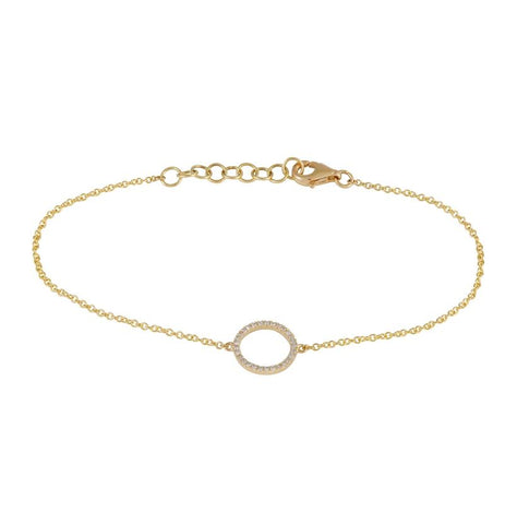 0.08 Ctw Diamond 14k Yellow Gold Round Shape Womens Diamond Bracelet