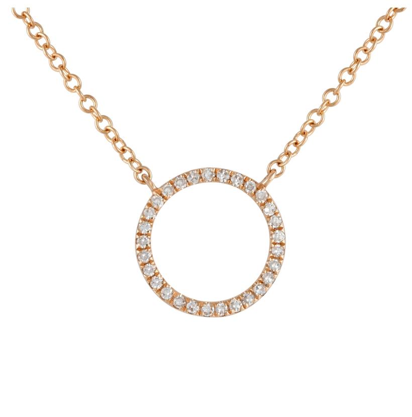 0.08 Ctw Diamond 14k Rose Gold Round Shape Womens Diamond Necklace