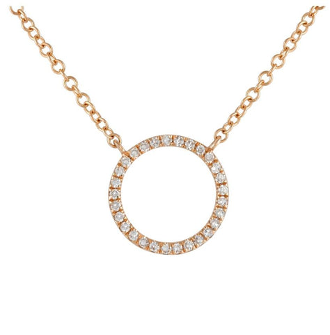 0.08 Ctw Diamond 14k Rose Gold Round Shape Womens Diamond Necklace