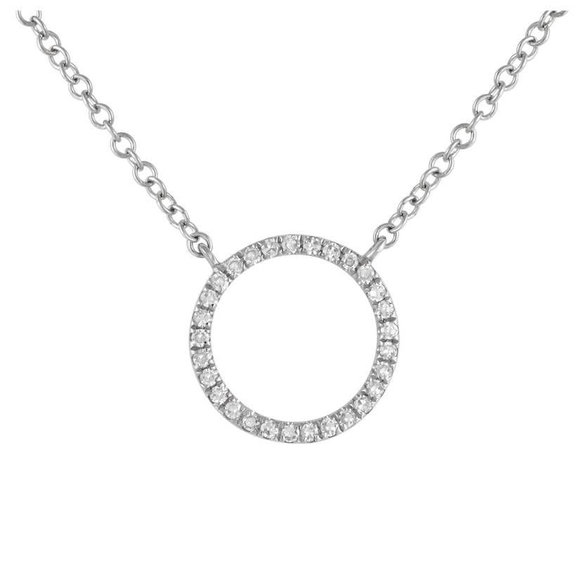 0.09 Ctw Diamond 14k White Gold Round Shape Womens Diamond Necklace