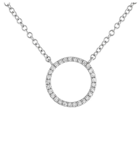 0.09 Ctw Diamond 14k White Gold Round Shape Womens Diamond Necklace