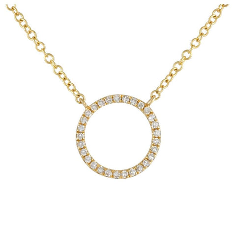 0.09 Ctw Diamond 14k Yellow Gold Round Shape Womens Diamond Necklace