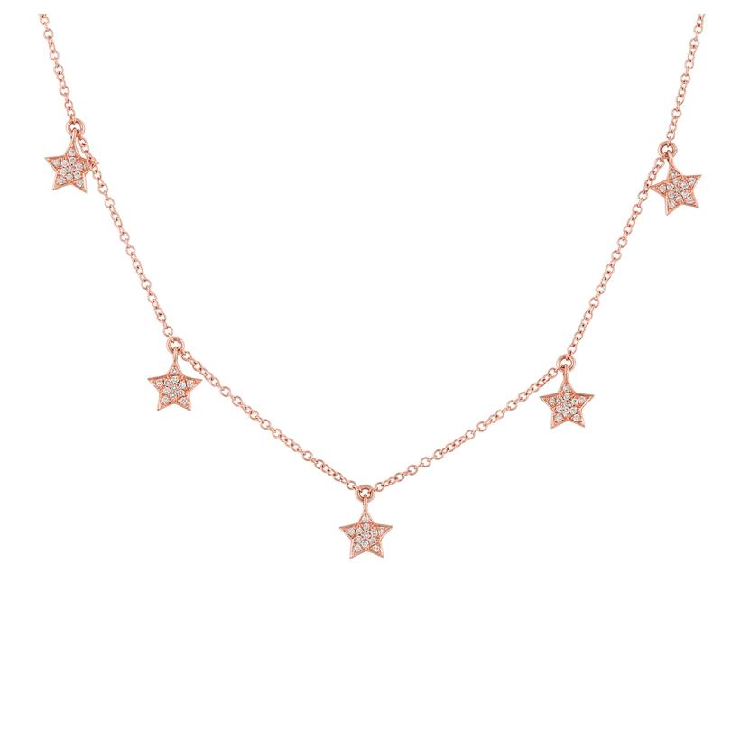 0.14 Ctw Diamond 14k Rose Gold Round Shape Womens Diamond Necklace