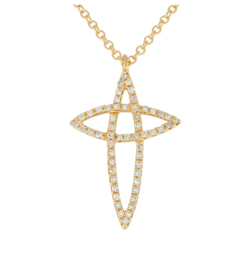 0.13 Ctw Diamond 14k Yellow Gold Round Shape Womens Diamond Necklace Pendant With 16 Inch Chain