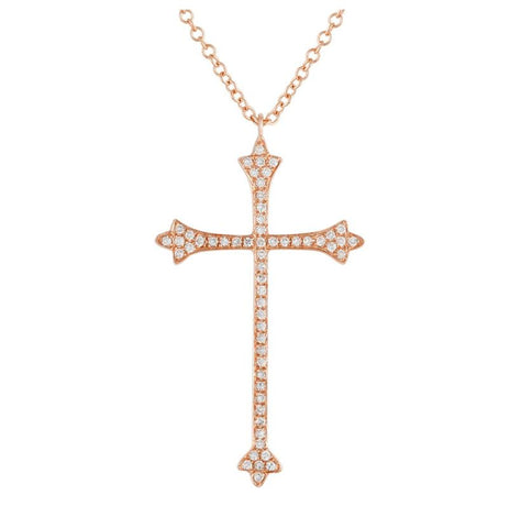 0.12 Ctw Diamond 14k Rose Gold Round Shape Womens Diamond Necklace Pendant With 16 Inch Chain