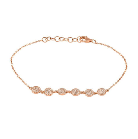 0.27 Ctw Diamond 14k Rose Gold Round Shape Womens Diamond Bracelet