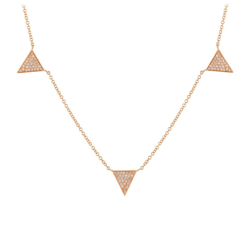 0.21 Ctw Diamond 14k Rose Gold Round Shape Womens Diamond Necklace