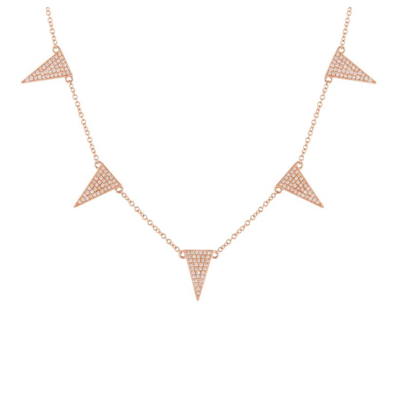 0.38 Ctw Diamond 14k Rose Gold Round Shape Womens Diamond Necklace