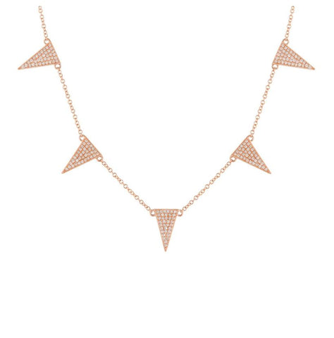 0.38 Ctw Diamond 14k Rose Gold Round Shape Womens Diamond Necklace