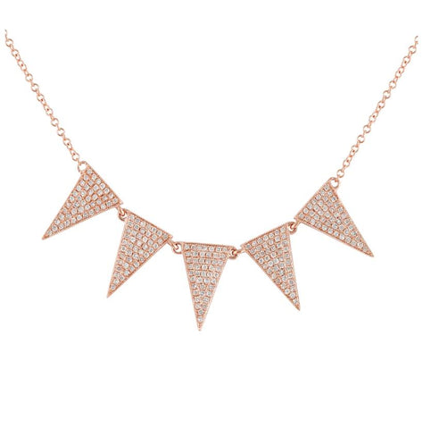 0.48 Ctw Diamond 14k Rose Gold Round Shape Womens Diamond Necklace