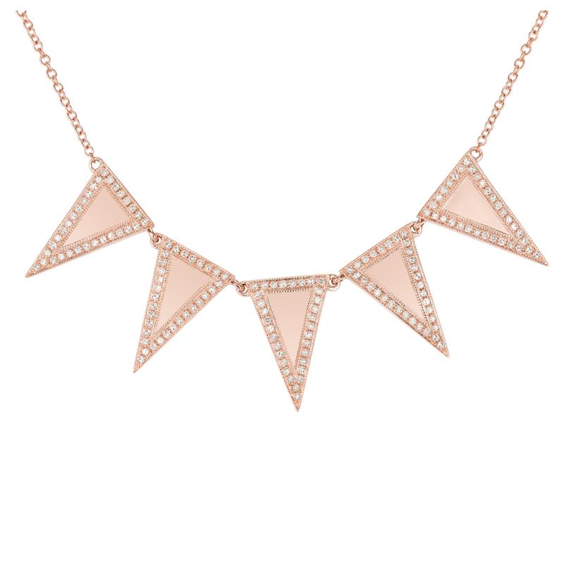 0.4 Ctw Diamond 14k Rose Gold Round Shape Womens Diamond Necklace