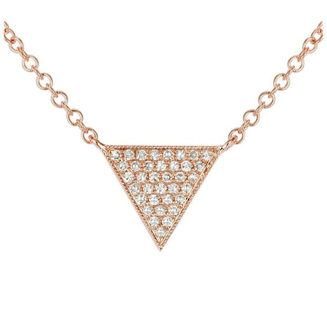 0.07 Ctw Diamond 14k Rose Gold Round Shape Womens Diamond Necklace