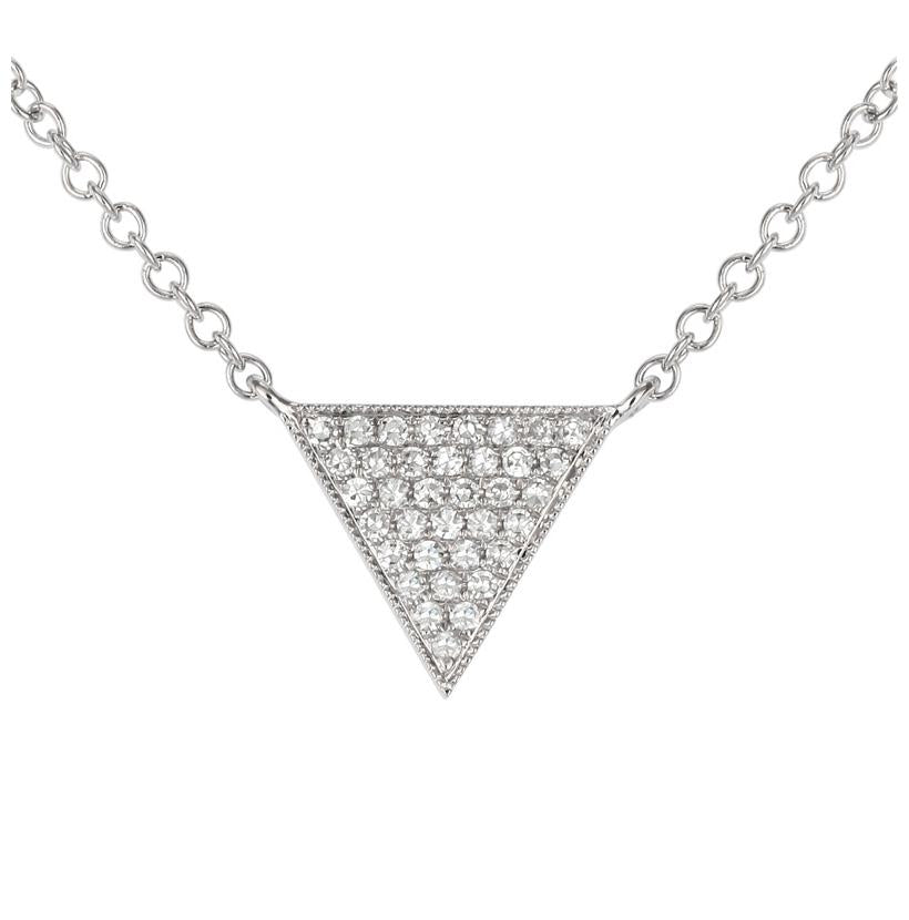 0.08 Ctw Diamond 14k White Gold Round Shape Womens Diamond Necklace