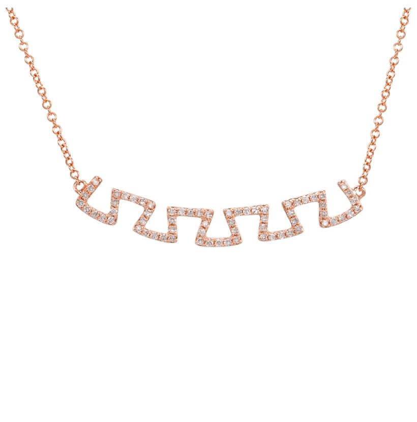 0.2 Ctw Diamond 14k Rose Gold Round Shape Womens Diamond Necklace