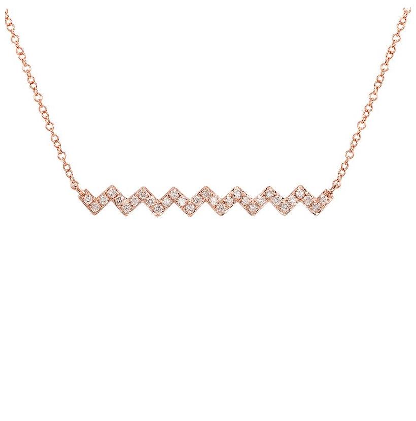 0.25 Ctw Diamond 14k Rose Gold Round Shape Womens Diamond Necklace