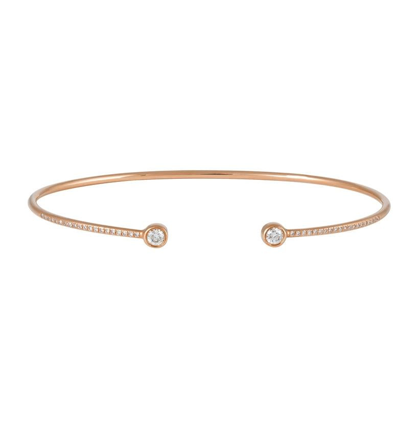 0.27 Ctw Diamond 14k Rose Gold Round Shape Womens Diamond Bangle Bracelet