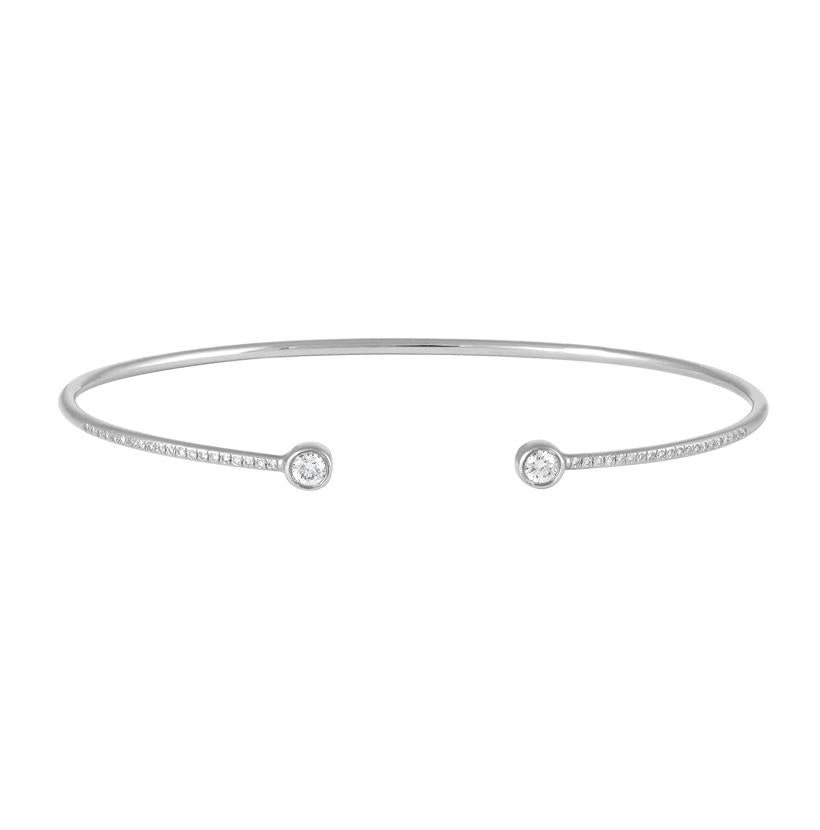 0.27 Ctw Diamond 14k White Gold Round Shape Womens Diamond Bangle Bracelet