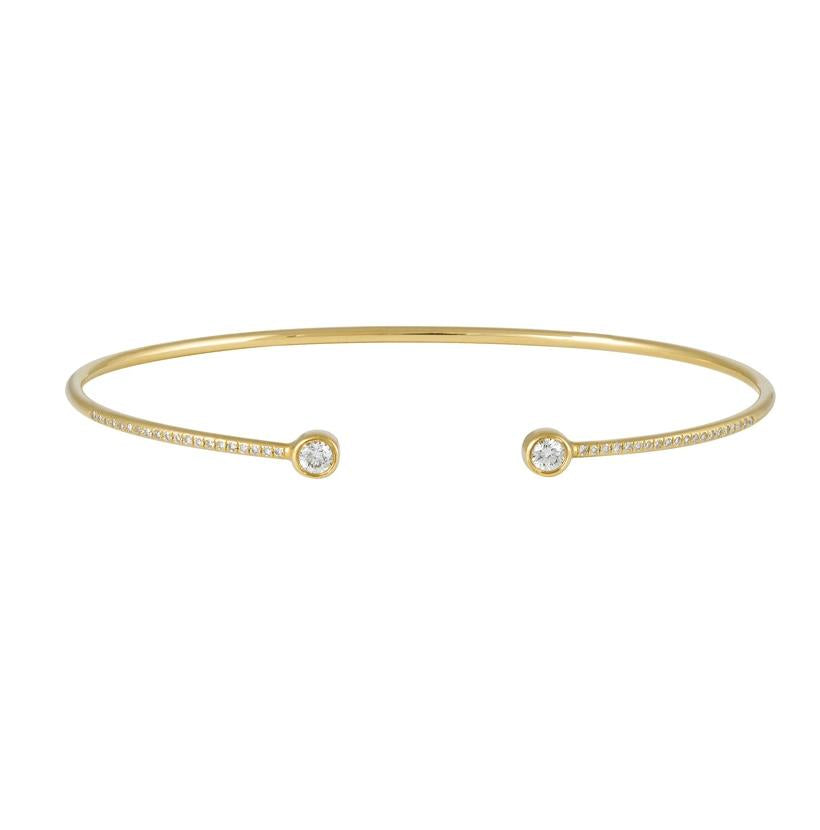 0.27 Ctw Diamond 14k Yellow Gold Round Shape Womens Diamond Bangle Bracelet