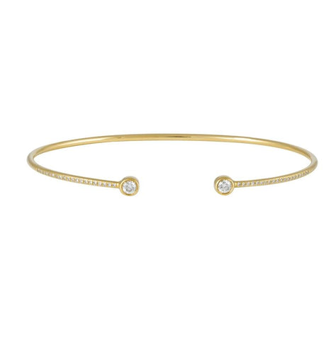 0.27 Ctw Diamond 14k Yellow Gold Round Shape Womens Diamond Bangle Bracelet