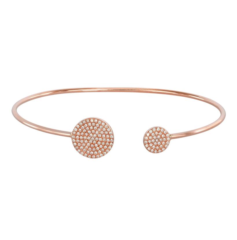 0.34 Ctw Diamond 14k Rose Gold Round Shape Womens Diamond Bangle Bracelet