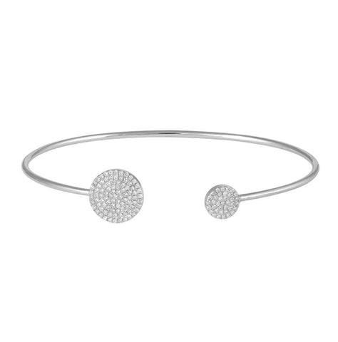 0.36 Ctw Diamond 14k White Gold Round Shape Womens Diamond Bangle Bracelet