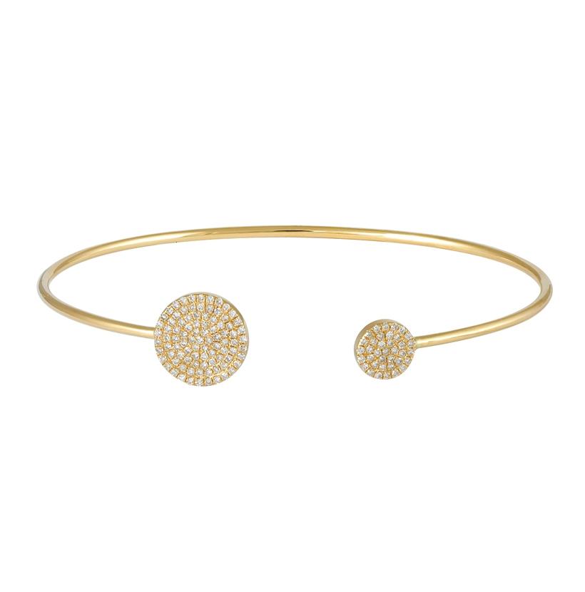 0.34 Ctw Diamond 14k Yellow Gold Round Shape Womens Diamond Bangle Bracelet