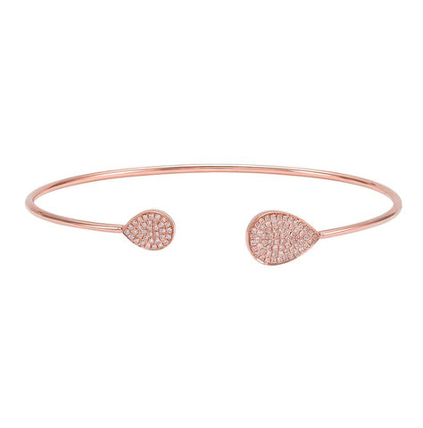 0.23 Ctw Diamond 14k Rose Gold Round Shape Womens Diamond Bangle Bracelet