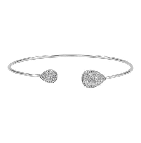 0.23 Ctw Diamond 14k White Gold Round Shape Womens Diamond Bangle Bracelet