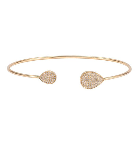 0.24 Ctw Diamond 14k Yellow Gold Round Shape Womens Diamond Bangle Bracelet