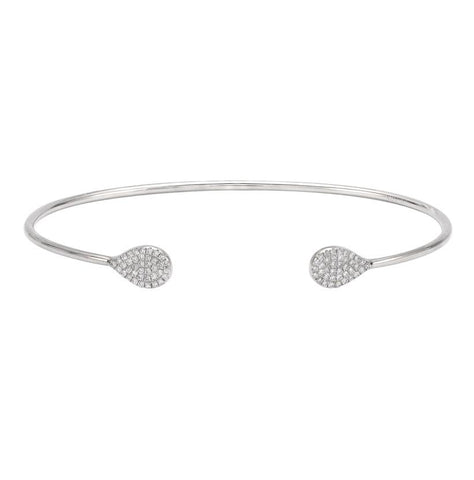 0.21 Ctw Diamond 14k White Gold Round Shape Womens Diamond Bangle Bracelet