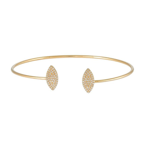 0.23 Ctw Diamond 14k Yellow Gold Round Shape Womens Diamond Bangle Bracelet