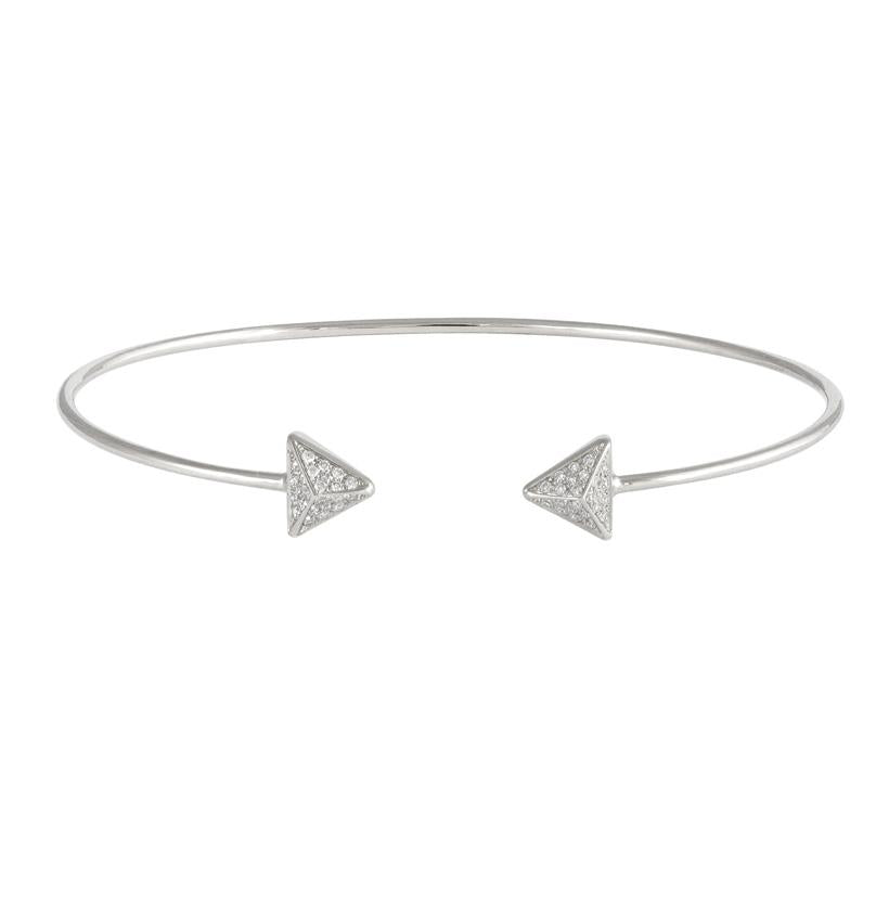 0.14 Ctw Diamond 14k White Gold Round Shape Womens Diamond Bangle Bracelet