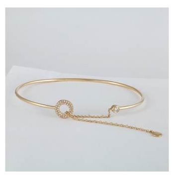 0.16 Ctw Diamond 14k Yellow Gold Round Shape Womens Diamond Bangle Bracelet