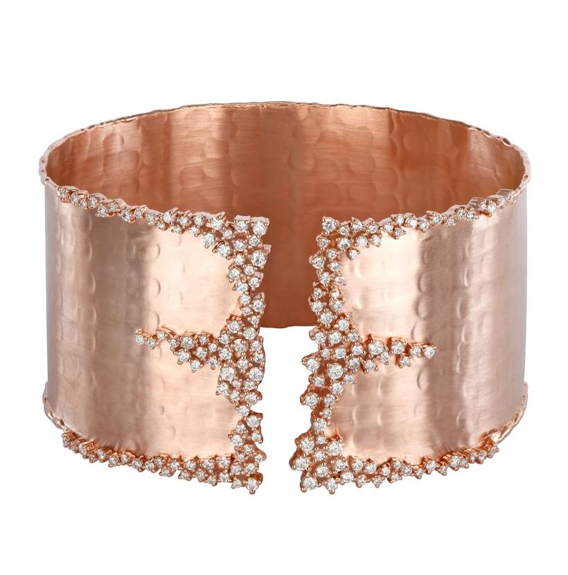 2.02 Ctw Diamond 14k Rose Gold Diamond Bangle Bracelet