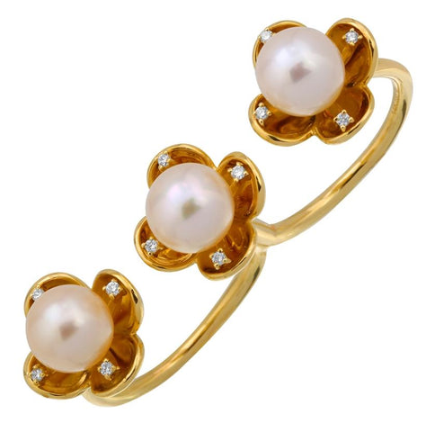 0.09 Ctw Diamond 14k Yellow Gold Pearl Ring