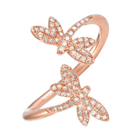 0.17 Ctw Diamond 14k Rose Gold Round Shape Womens Diamond Ring