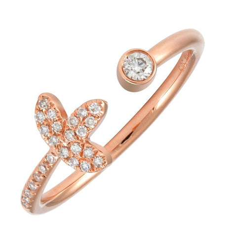 0.13 Ctw Diamond 14k Rose Gold Round Shape Womens Diamond Ring