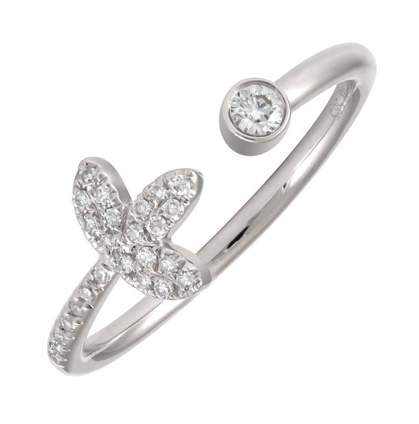 0.13 Ctw Diamond 14k White Gold Round Shape Womens Diamond Ring