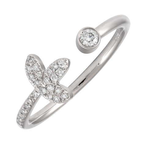0.13 Ctw Diamond 14k White Gold Round Shape Womens Diamond Ring