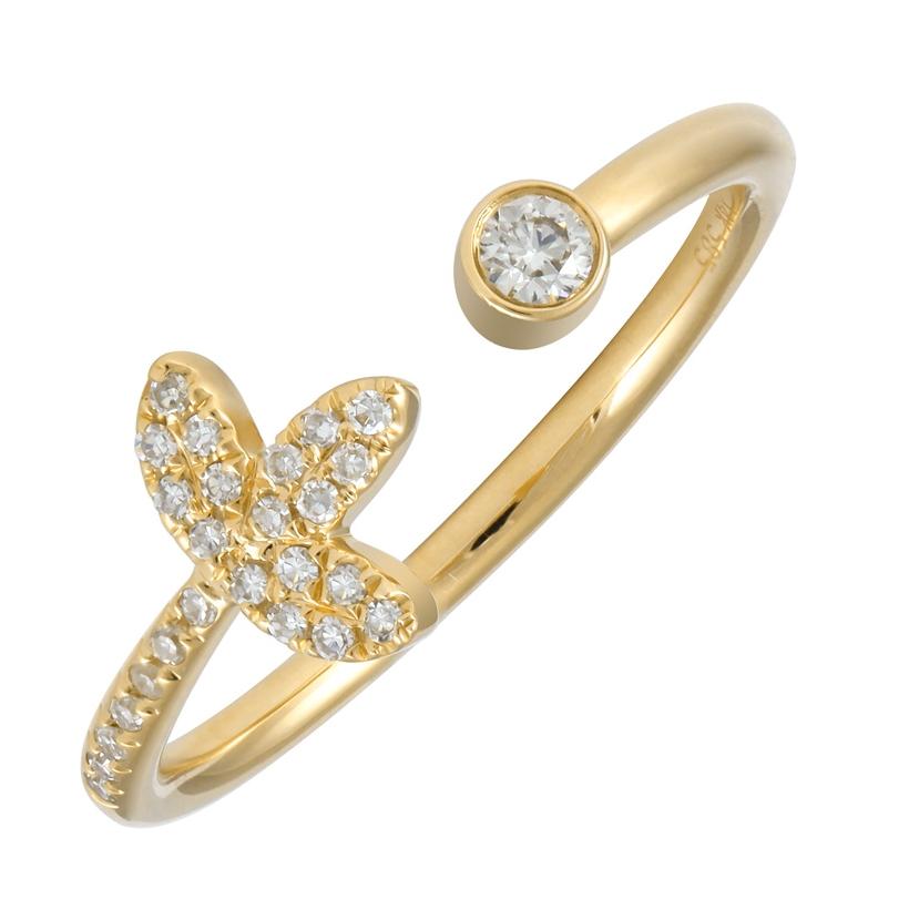 0.13 Ctw Diamond 14k Yellow Gold Round Shape Womens Diamond Ring