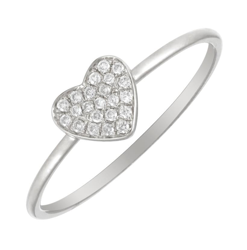 0.08 Ctw Diamond 14k White Gold Round Shape Womens Diamond Ring