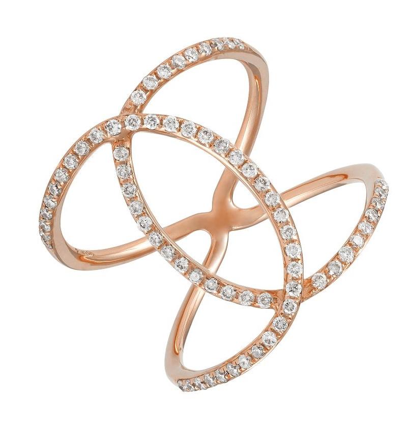 0.4 Ctw Diamond 14k Rose Gold Round Shape Womens Diamond Ring