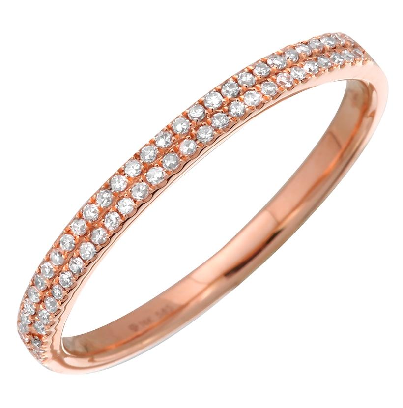 0.14 Ctw Diamond 14k Rose Gold Round Shape Womens Diamond Ring