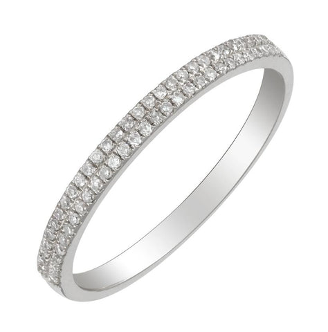 0.14 Ctw Diamond 14k White Gold Round Shape Womens Diamond Ring