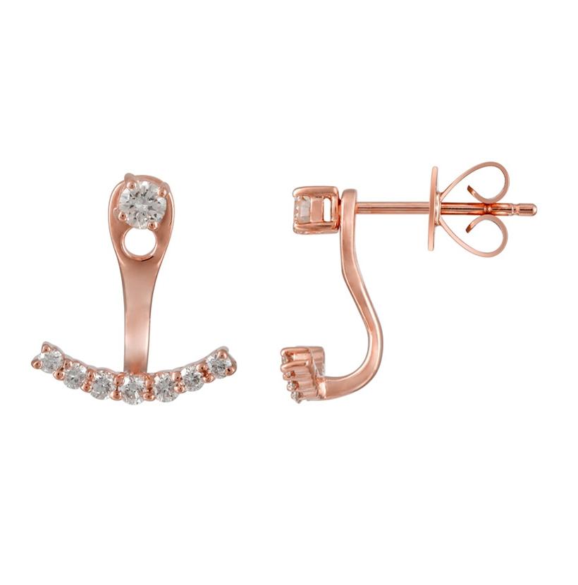 0.38 Ctw Diamond 14k Rose Gold Round Shape Womens Diamond Earrings