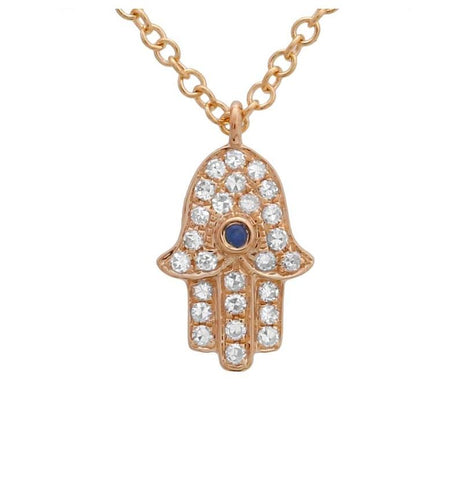 0.09 Ctw Diamond 14k Rose Gold Sapphire Round Shape Womens Gemstone Necklace Pendant With 16 Inch Chain