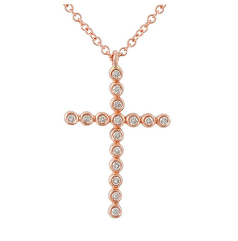 0.12 Ctw Diamond 14k Rose Gold Round Shape Womens Diamond Necklace Pendant With 16 Inch Chain